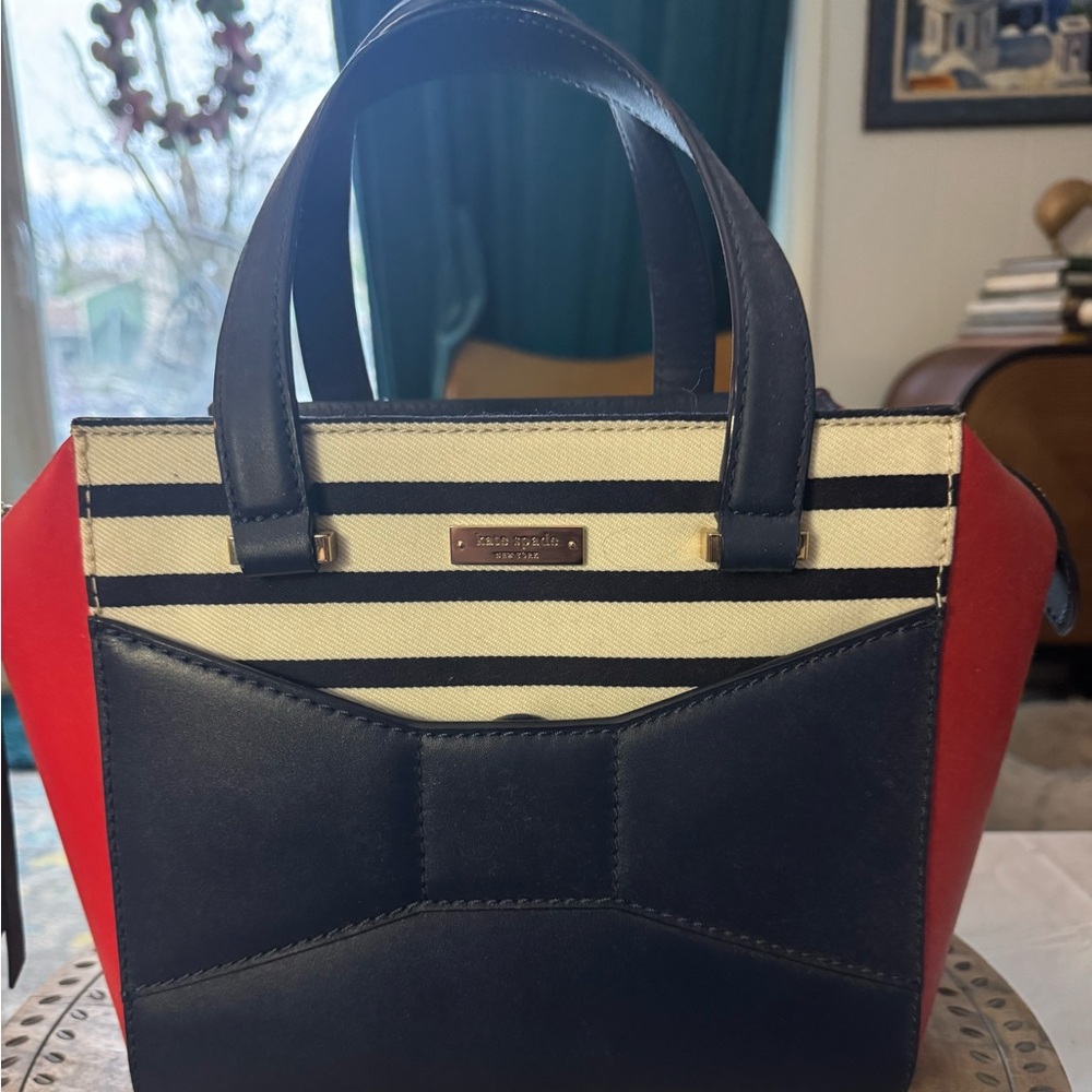 Kate Spade Beau Bag in Striped Navy, Red and Cream